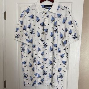 Polo by Ralph Lauren White Polo with Blue Sailboat Print